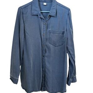 A New Day Denim Medium Blue Soft Button Down Shirt XL